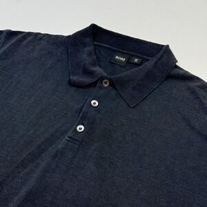 Hugo Boss Polo Shirt Mens 3XL Gray Silk Cotton Knit Solid Short Sleeve Casual